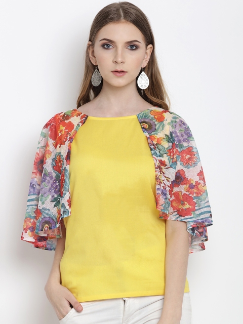 

Lady Stark Women Yellow Printed Cape Top