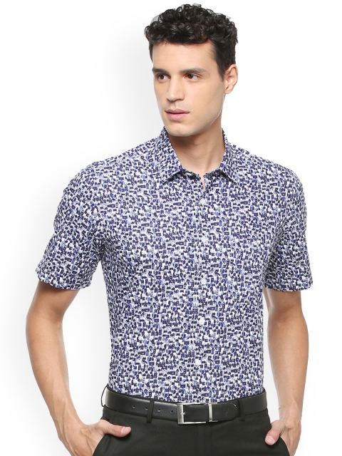 

Louis Philippe Men Blue Regular Fit Printed Formal Shirt