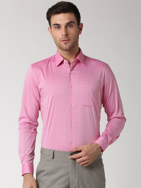 

Peter England Elite Men Pink Slim Fit Self Design Formal Shirt