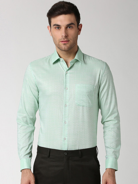 

Peter England Elite Men Green Slim Fit Self Design Formal Shirt