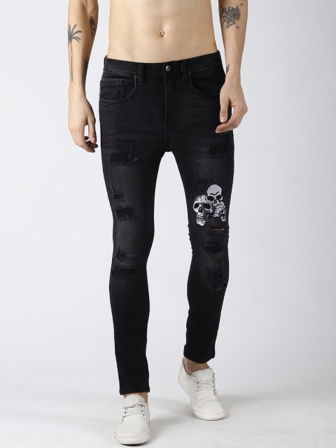 

Blue Saint Men Black Slim Fit Mid-Rise Highly Distressed Jeans