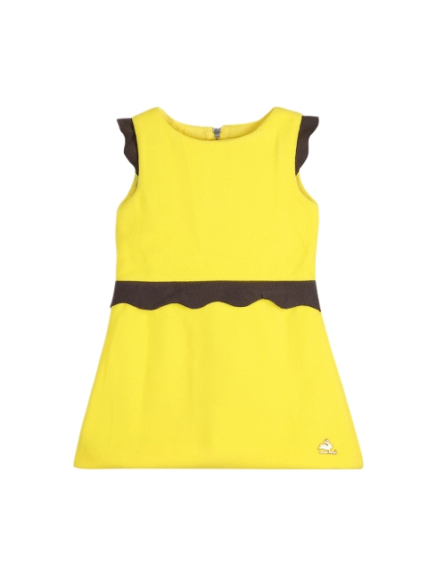 

Cherry Crumble Girls Yellow Solid A-Line Dress