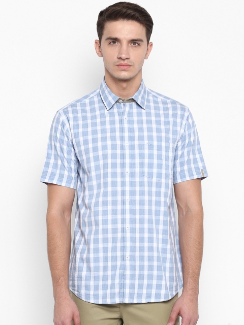 Park Avenue Men Blue Slim Fit Checked Casual Shirt