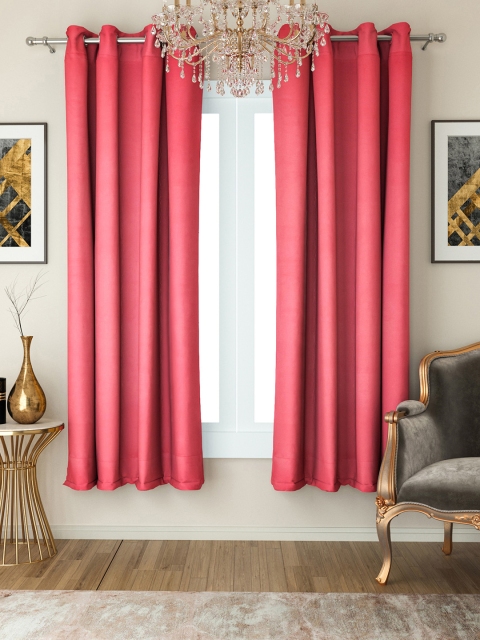 

SWAYAM Pink Set of 2 Window Curtains