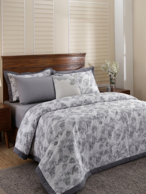 

MASPAR Grey Printed Polycotton 115GSM Double Quilt Set