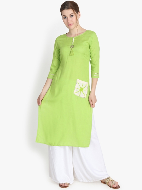 

Prakhya Women Green Solid Straight Kurta