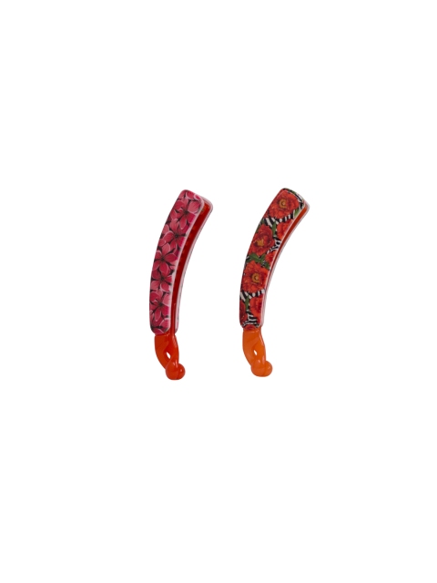 

Golden Peacock Set of 2 Red Banana Clips