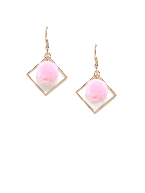 

OOMPH Women Pink & Gold-Toned Contemporary Drop Earrings