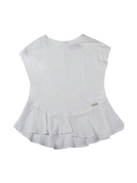 

One Friday Girls Off-White Solid Peplum Top