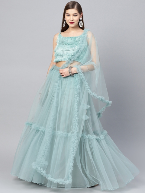 

Inddus Sea Green Semi-Stitched Lehenga & Blouse with Dupatta