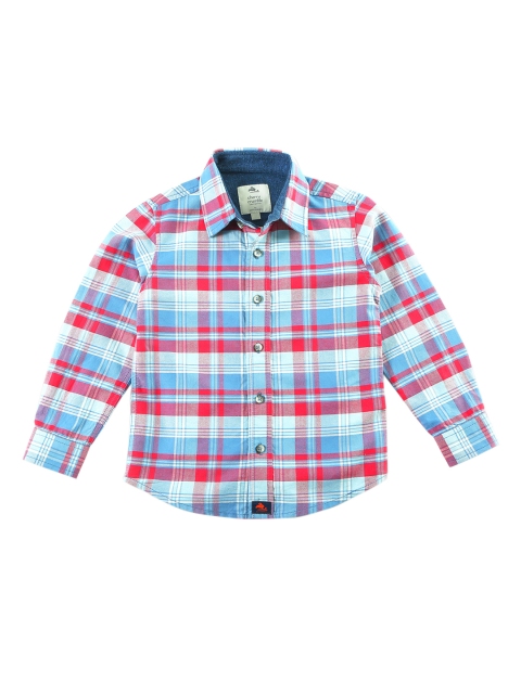 

Cherry Crumble Boys Blue & Red Regular Fit Checked Casual Shirt