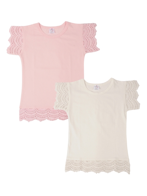 

Smarty Girls Pink Pack Of 2 Self Design Top