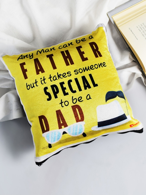 

Archies Yellow Printed Printed Single Father's Day Cushion
