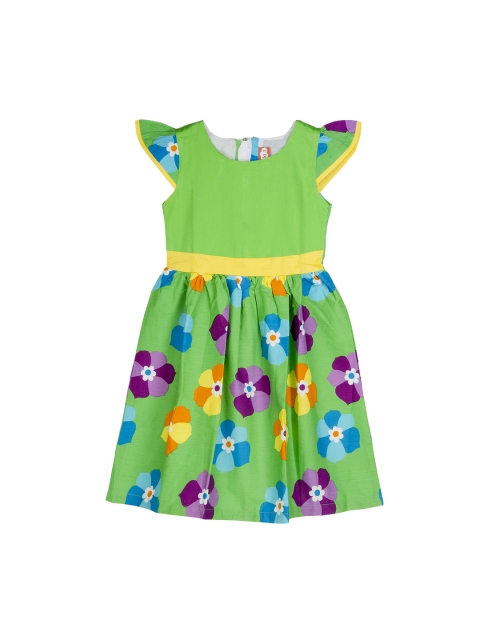 

KID1 Girls Green Printed Fit and Flare Dress