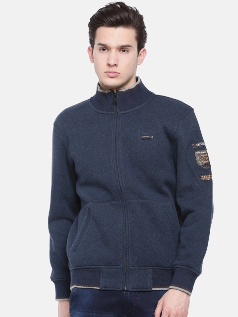 

t-base Men Navy Blue Solid Sweatshirt