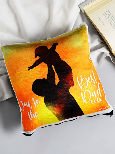 

Archies Black & Yellow Printed Single Father's Day Cushion