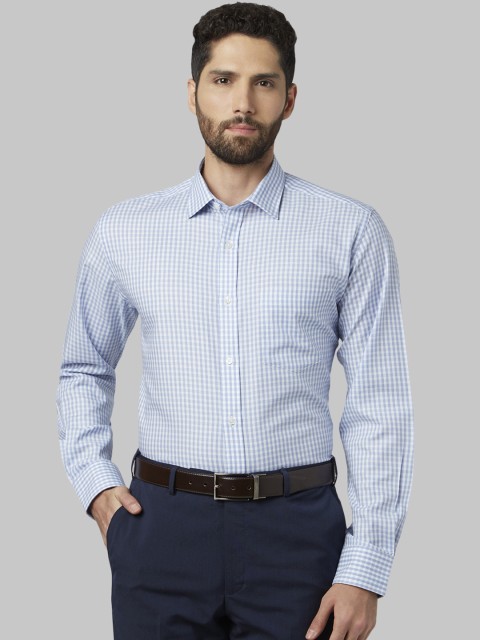 

Park Avenue Men Blue & White Regular Fit Checked Formal Shirt
