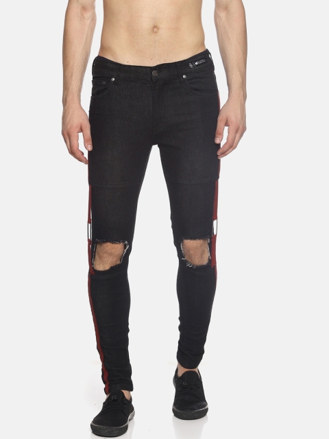 

KULTPRIT Men Black Skinny Fit Mid-Rise Slash Knee Stretchable Jeans