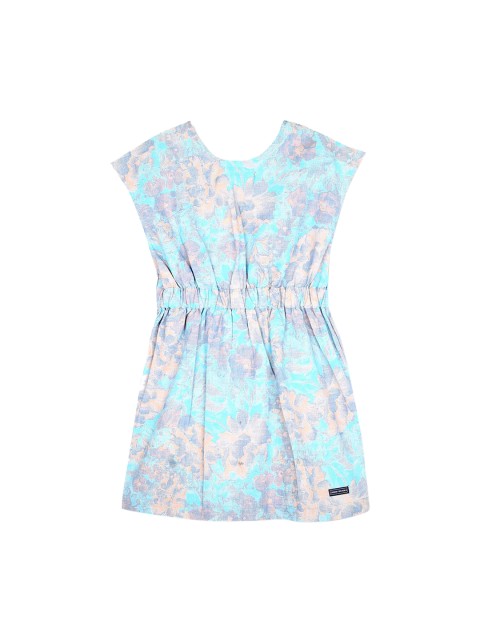 

Cherry Crumble Girls Blue & Grey Printed Fit and Flare Dress