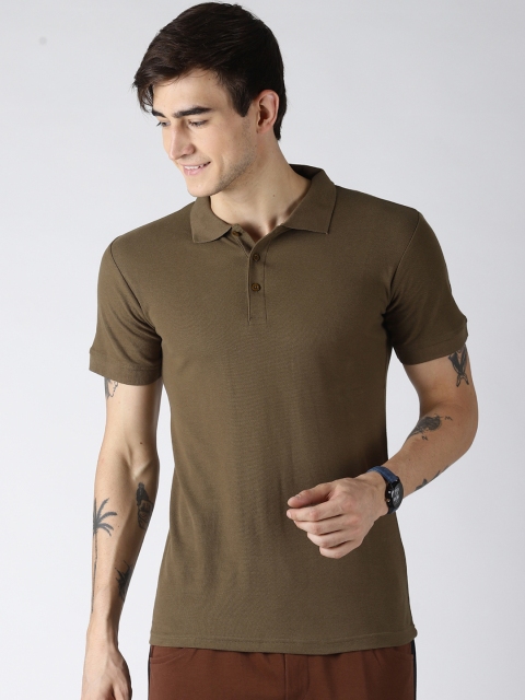

Blue Saint Men Brown Solid Polo Collar T-shirt