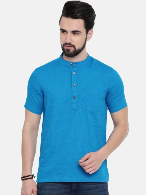 

IMYOUNG Men Blue Slim Fit Solid Casual Shirt