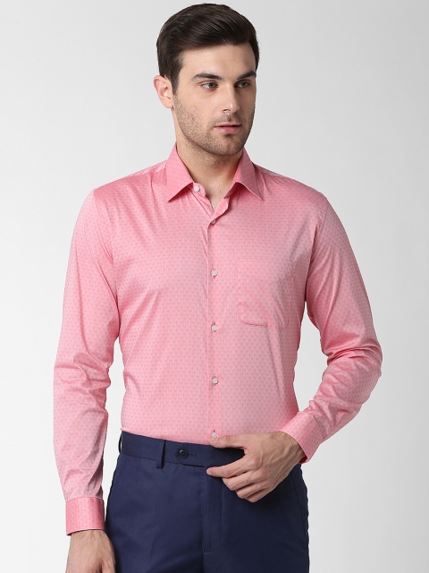

Peter England Elite Men Pink Slim Fit Self Design Formal Shirt