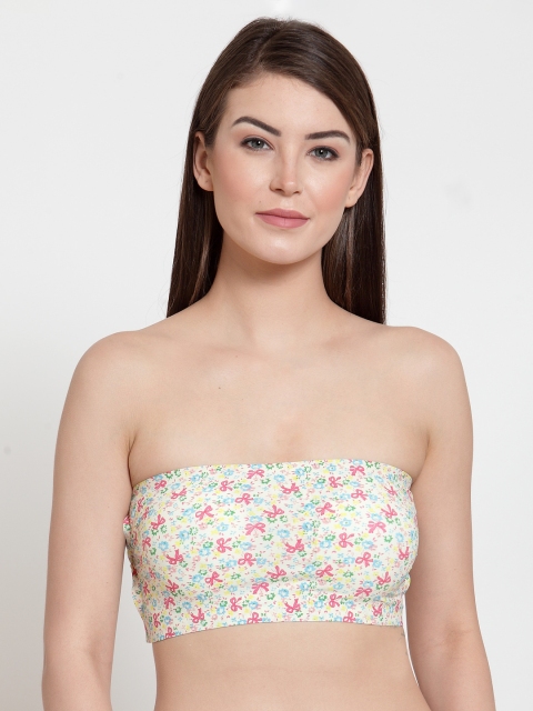 

Laceandme Multicoloured Printed Non-Wired Lightly Padded Bandeau Bra 4519, Multi