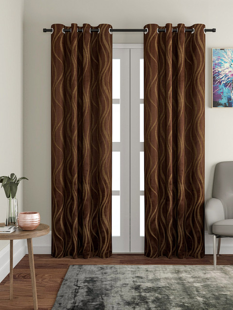 

VRINDA Coffee Brown Single Printed Door Curtain