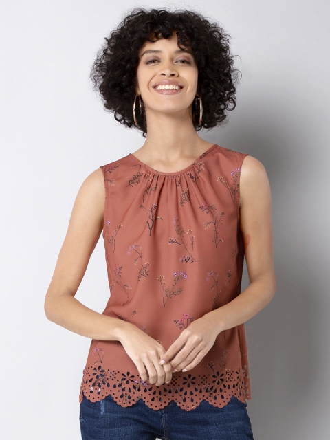 

FabAlley Women Brown Printed A-Line Top
