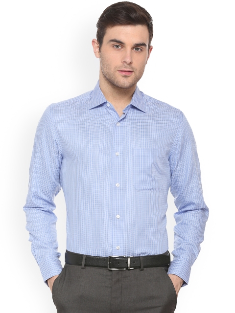 Louis Philippe Men Blue Regular Fit Checked Formal Shirt