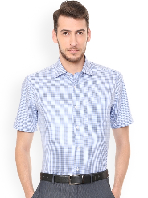 

Louis Philippe Men Blue Regular Fit Checked Formal Shirt