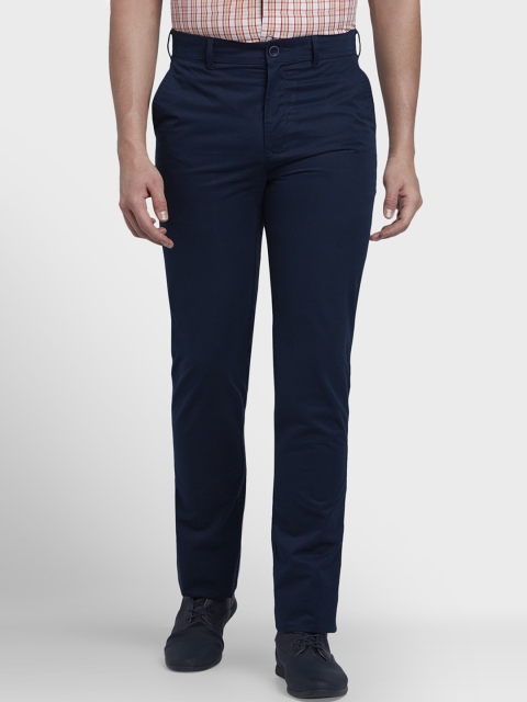 

ColorPlus Men Navy Blue Regular Fit Solid Regular Trousers
