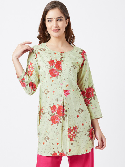 

Tissu Women Green & Red Printed Straight Kurti