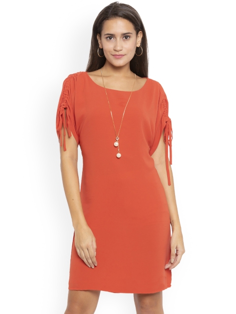 

Iti Women Coral Orange Sheath Dress