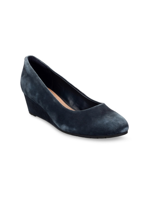 

Clarks Women Navy Blue Suede Solid Pumps