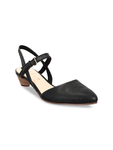 

Clarks Women Black Solid Leather Pumps