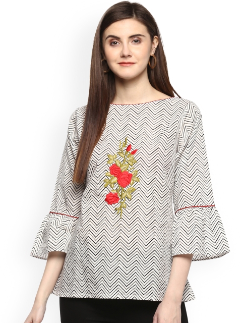 

Bhama Couture Women Off-White Printed A-Line Top