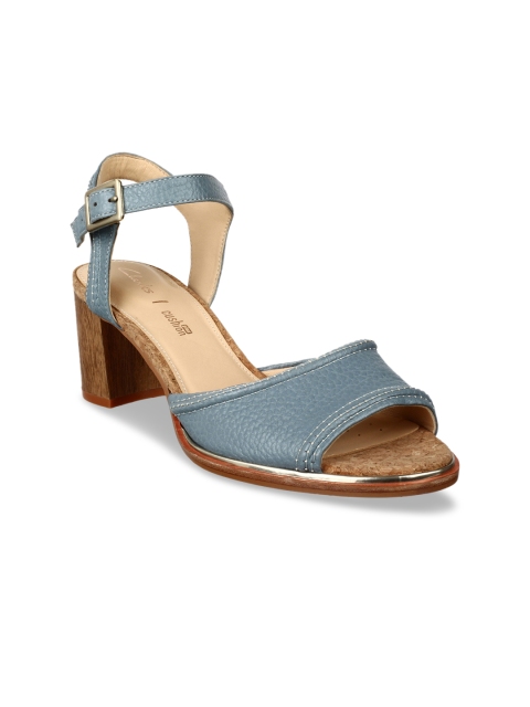 

Clarks Women Blue Solid Leather Sandals