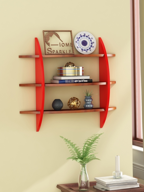 

Home Sparkle Black & Red MDF Basic 3 Tier Rack Wall Shelf