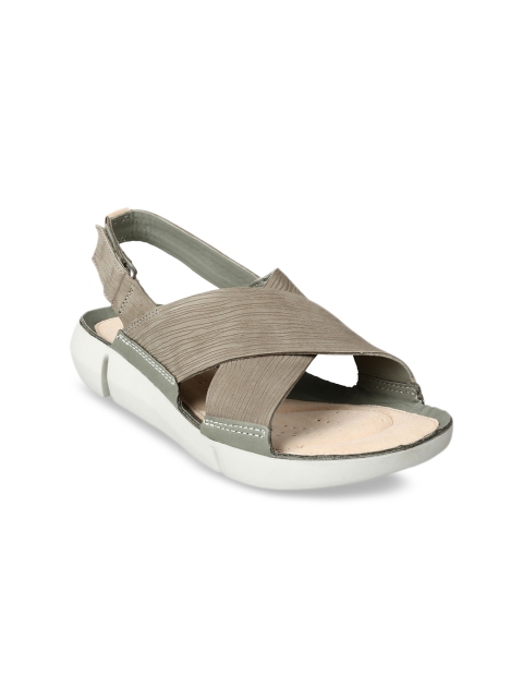 

Clarks Women Green Solid Leather Sandals