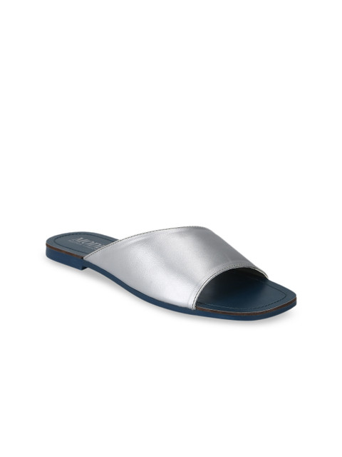 

Mode by Red Tape Women Silver-Toned Solid Open Toe Flats