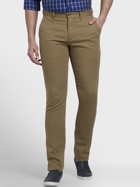 

ColorPlus Men Olive Brown Regular Fit Solid Trousers