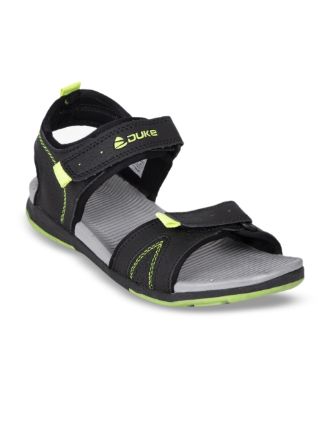 

Duke Men Black & Fluroscent Green Sports Sandals