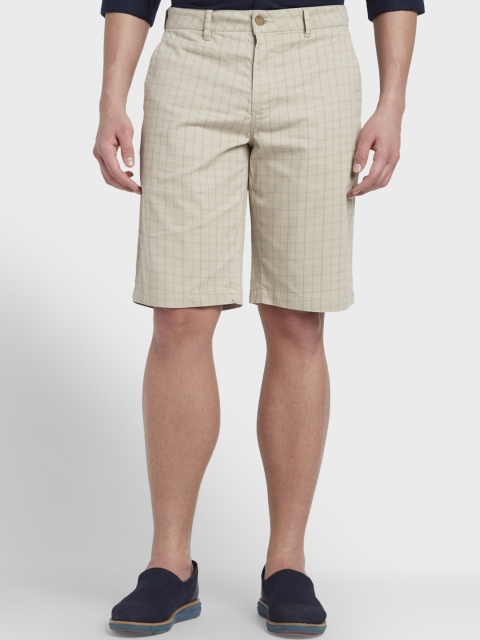 

ColorPlus Men Beige Checked Regular Fit Regular Shorts