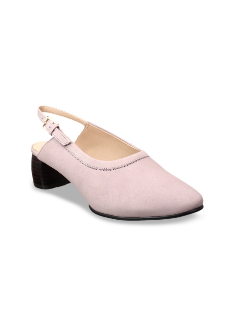 

Clarks Women Purple Solid Leather Pumps