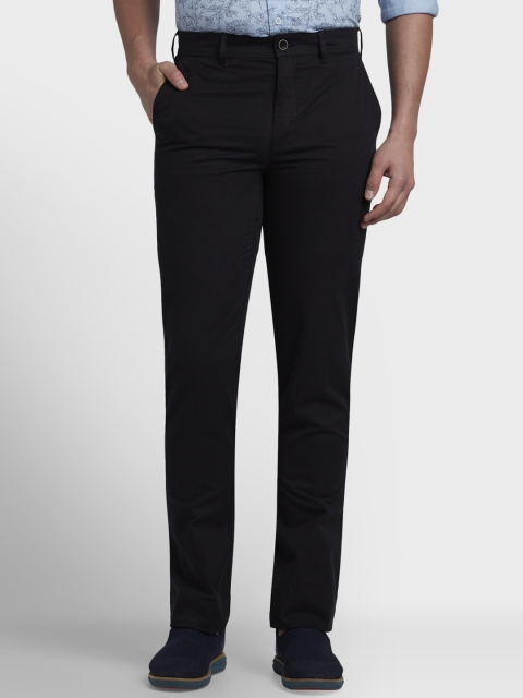 ColorPlus Men Black Regular Fit Solid Regular Trousers