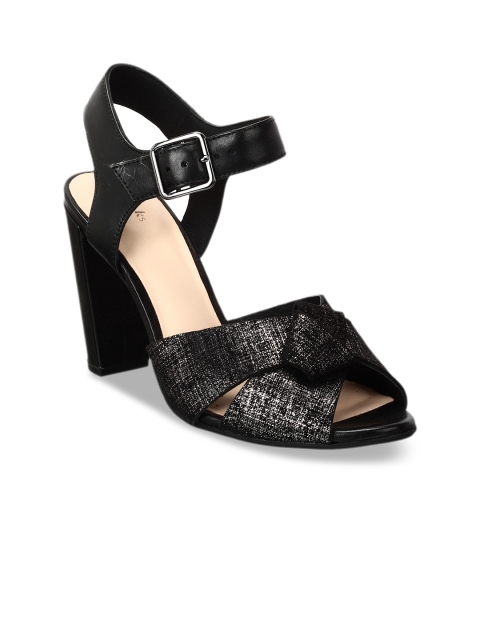 

Clarks Women Black Solid Leather Heels