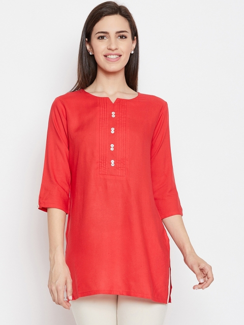 

FABNEST Women Pink Solid Kurti