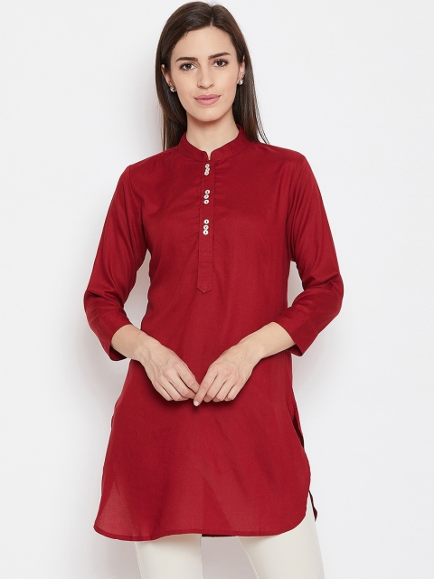 

FABNEST Women Maroon Solid Kurti