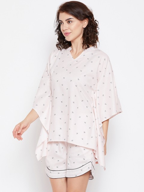 

The Kaftan Company Women White Printed Night suit LW_CO_KSHORTS22